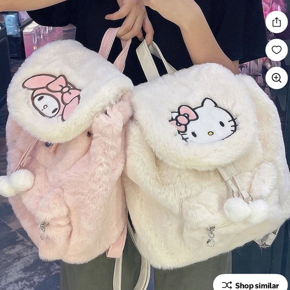 Hello Kitty Other - Hello Kitty Pink or White Plush Bags with Kawaii Design(ea)